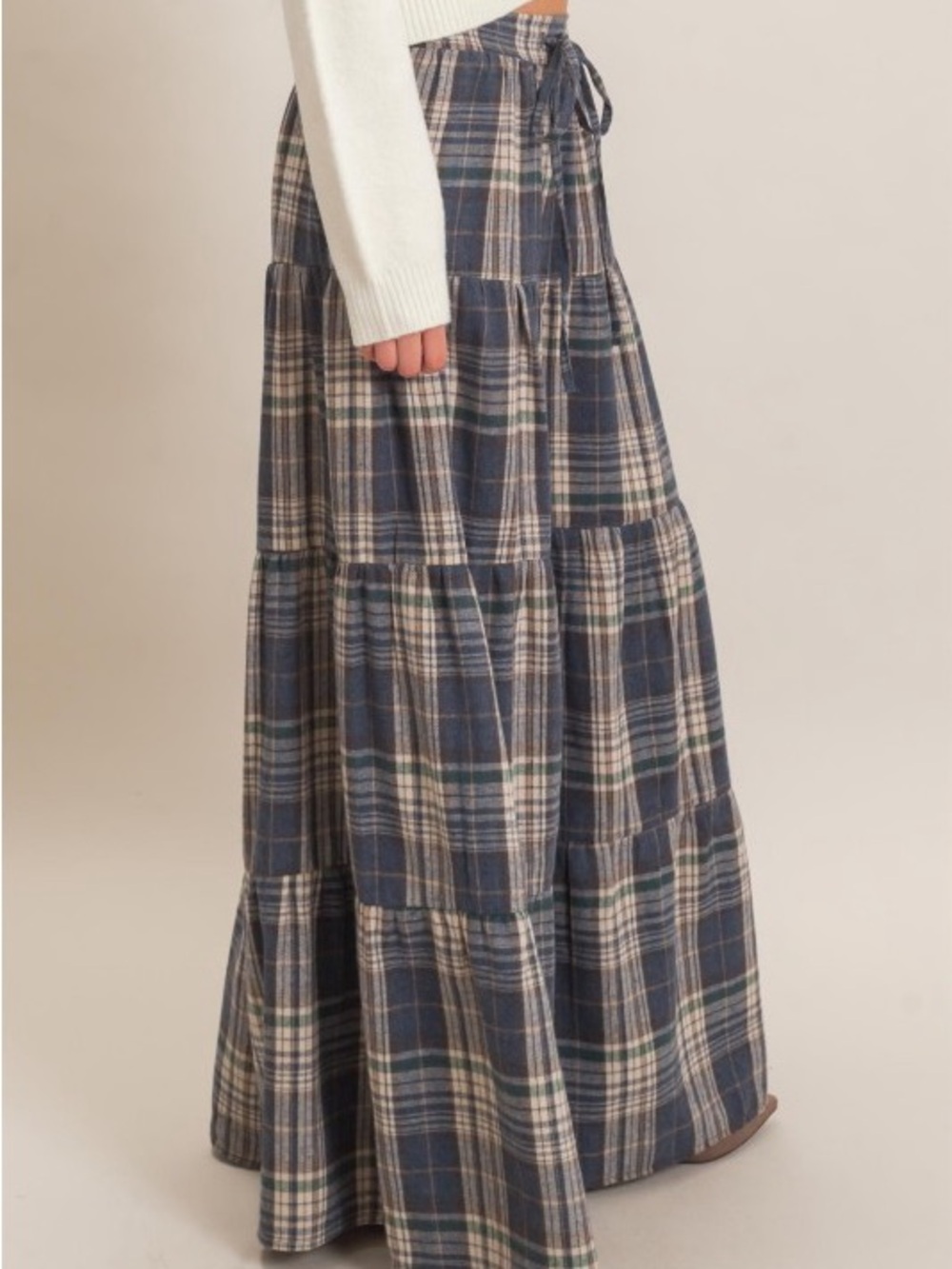 Plaid palazzo tiered wide leg pants